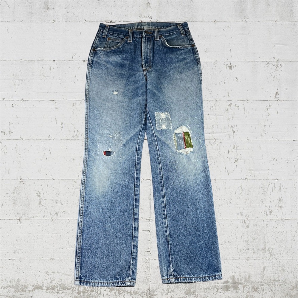 Dickies Patchwork Jeans Mens 30x31 Blue Sashiko Distressed Vintage Custom Denim